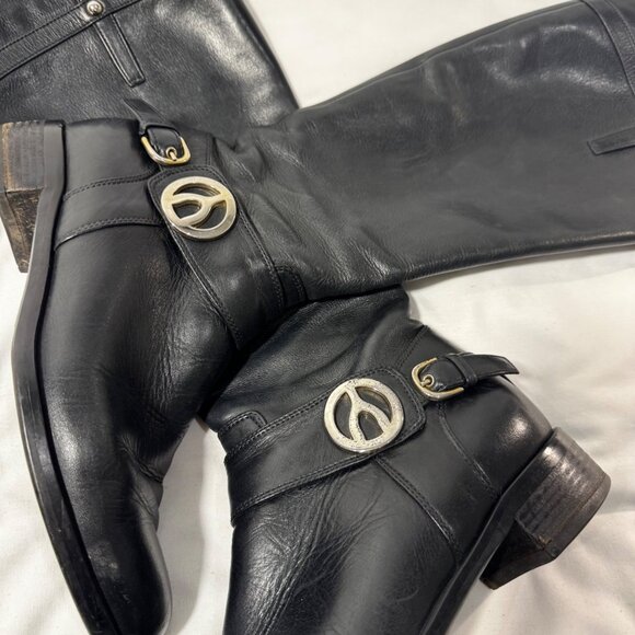 Browns Italian Leather High Knee Riding Boots 37 6.5 Quiet Luxury Preppy Fall - Picture 7 of 16